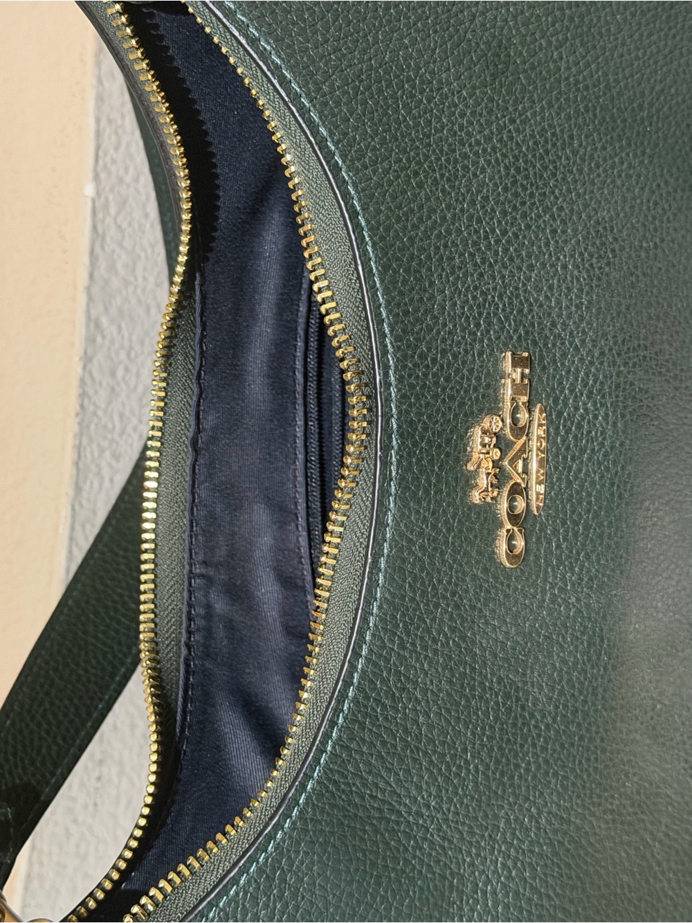 Coach Teri Hobo Green Gold Leather Shoulder Bag purse convertible NEW - Picture 10 of 15